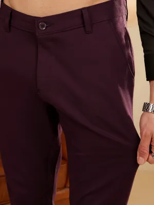 Wine: Textured Stretchable Chinos