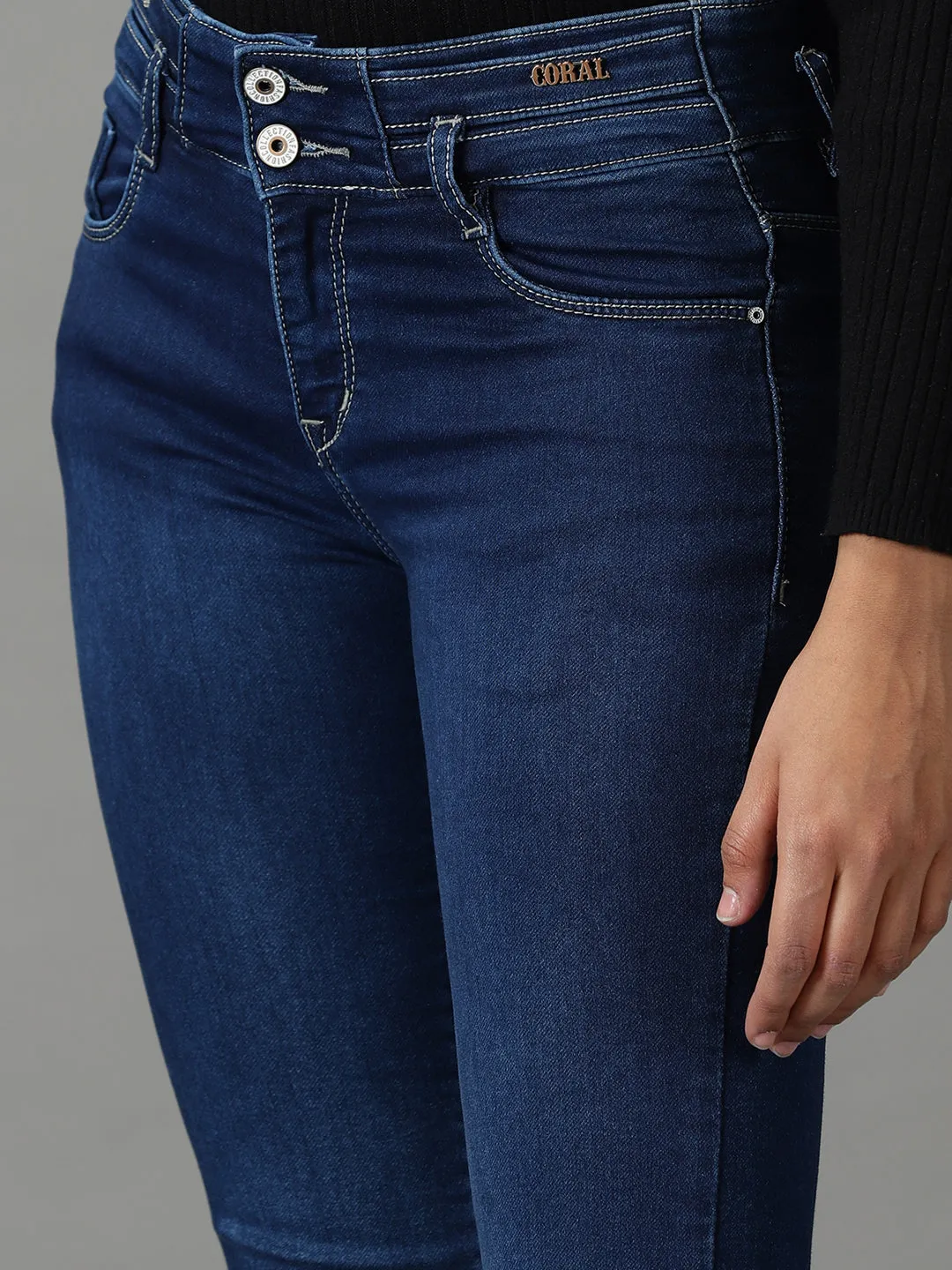 Women Navy Blue Bootcut High-Rise Light Fade Stretchable Jeans