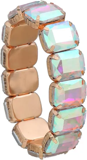 YERTTER Punk Colorful Square Crystal Stretchable Bracelet Hip Hop Bracelet Full Diamonds Hand Stretchable Elastic Bracelet Bangle for Teens Girls Women